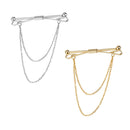 2pcs Collar Pin Bar Shirt Tie Stick Pin Brooch with Chain For Men Women