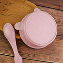 2 Pcs/Set Baby Feeding Food Tableware Panda Wheat Kid Dishes Eco-Friendly C K2I1