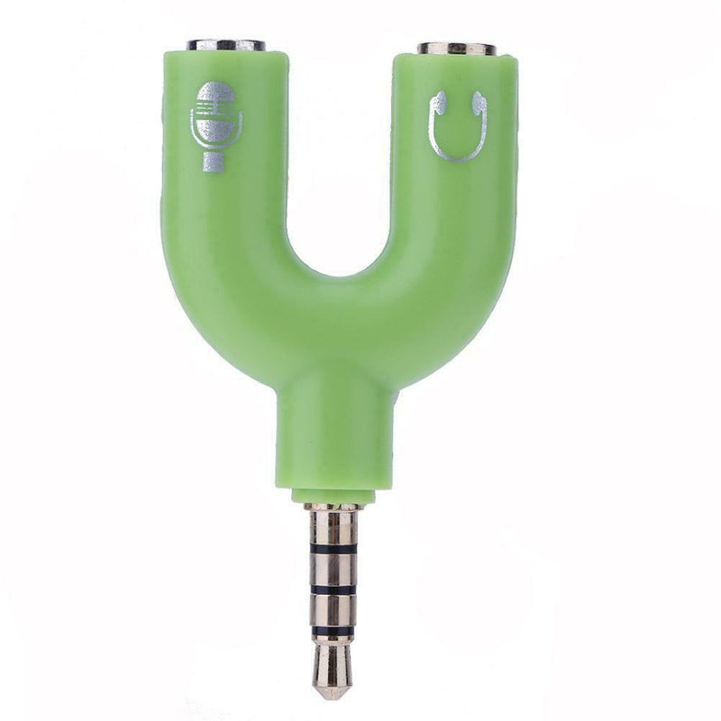 3.5mm Stereo Audio Jack Earphone Headphone 2 Way U Splitter Adapter