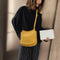 Pure Color Shoulder Handbags Leather Women Big Flap Crossbody Bags (Yellow) A#S