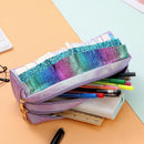 1 Pcs Novelty Glitter Scale Tassel Pu Pencil Case Double Zipper Large Capac