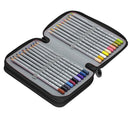 3 Layers Large Pencil Pen Case Eye Brush Makeup Storage Bag 55 Holes Black