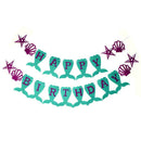 Mermaid Themed Happy Birthday Banner For Girl's Summer Birthday Party Decor   Z