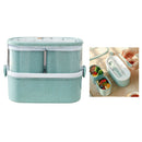3 IN1 Kids Lunch Box Wheat Straw Box Microwave Food Fruit Storage Container