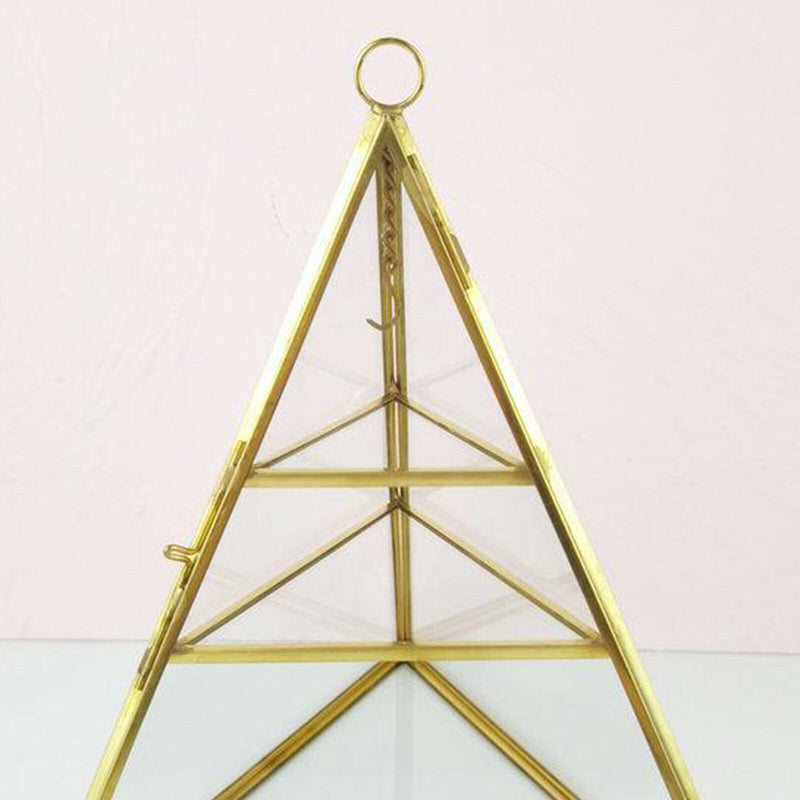 3-Tier Glass Pyramid Jewelry Stand Holder Geometric  Display Organizer Case