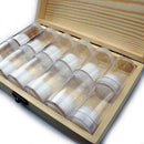12x Round Coin Bottle Coin Wooden Storage Box Container Display Case