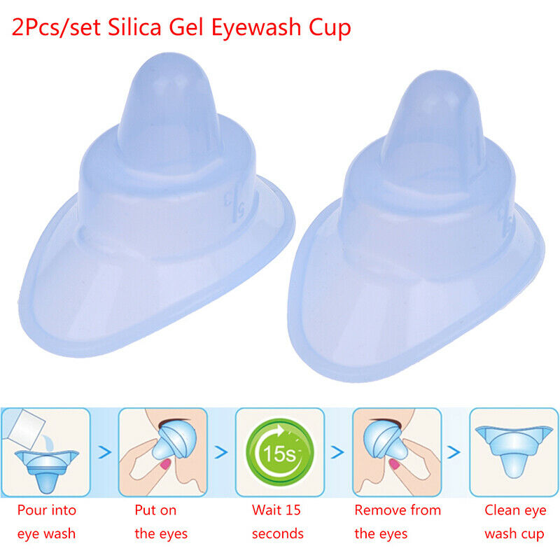 2Pcs Soft Silicone Reusable Eye Wash Cup Eyewash Container Eye Care Washing CuSE