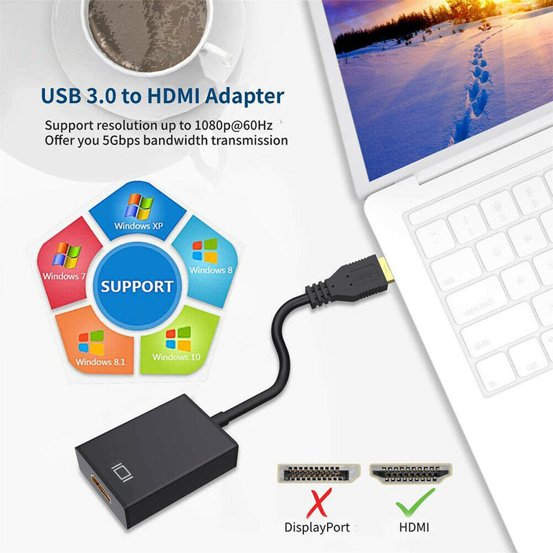 USB3.0 to 1080P HDMI Converter for PC Projector Video Audio Display Adapter