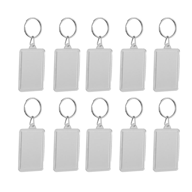 10pcs ACRYLIC BLANK KEYRINGS INSERT PHOTO KEYCHAIN DIY Handicraft 28x49mm