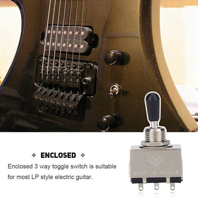 1Pc Guitar 3 Way Toggle Switch, Metal Enclosed 3 Way Selector Switch With B