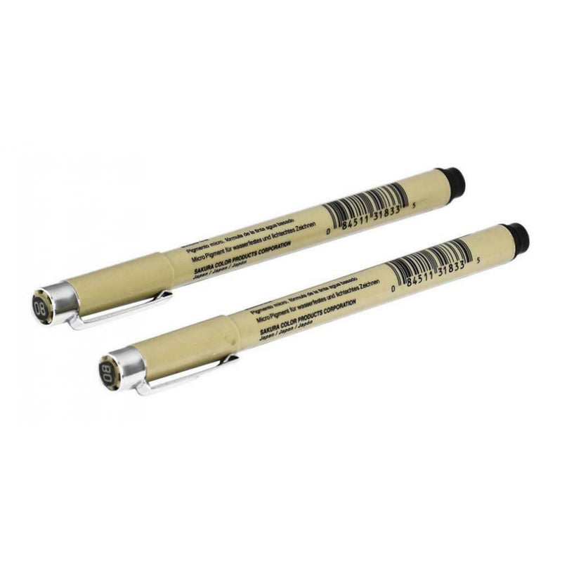 2pcs Micro Pens Tip Size 08, Suitable for Drawing, Sketching, Writing - Black