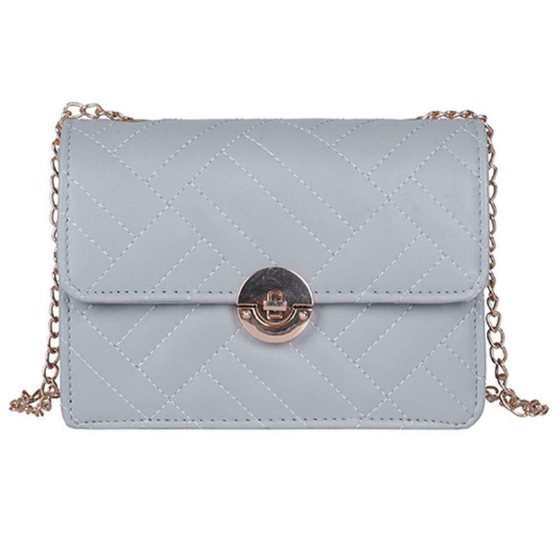 Fashion Women Messenger Shoulder Bag Leather Flap Crossbody Handbag (Grey)