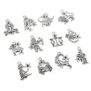 24Pcs Craft Supplies 12 Zodiac Charms Pendants for Crafting, Jewelry Making