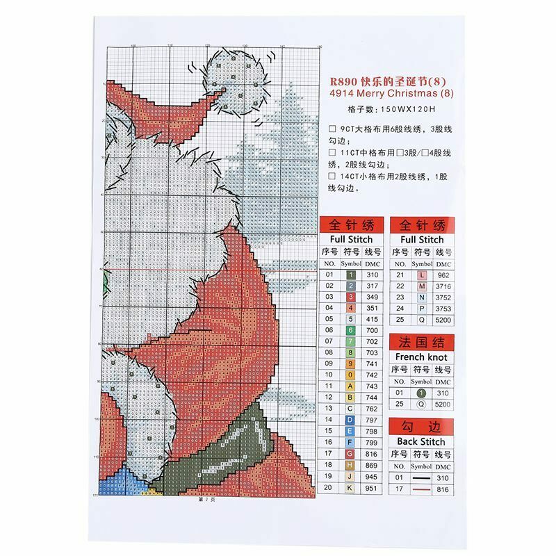 1 set Cross Stitch Santa Claus and snowman 11 CT Stamped DIY Needlework Wed W1O9
