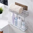 Double Layer Bathroom Organizer Stainless Steel Storage Shelf Kitchen Bathr
