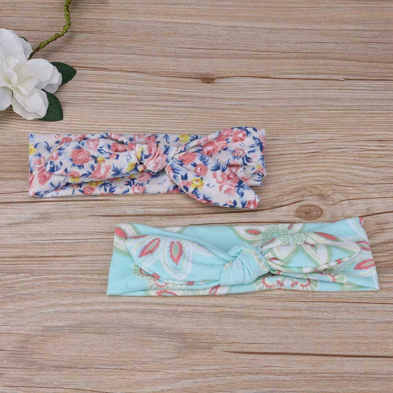 4pcs Children Rabbit Ears Elastic Hair Bands Printing Cotton Girls Headwear