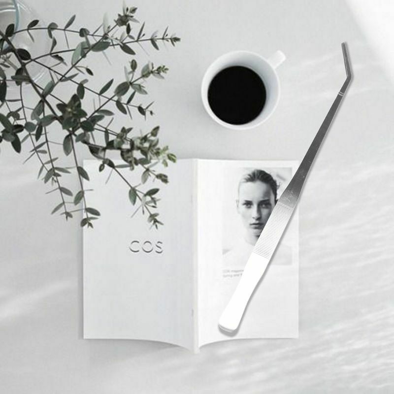 18.9" Long Stainless Steel Curved Tweezer for Fish Tank Plants I2Y8