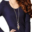 Trendy Peacock Pendants Long Colorful Crystal Necklace for Women Beauty Gw