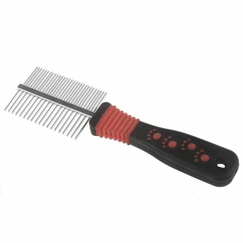 Dog Cat Pet Metal Handle Double Side Teeth Brush Grooming Comb Rake Tool Re A7A1