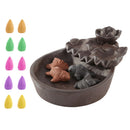Double Fish Ceramic Backflow Incense Burner Cones Fragrant Smog Home Decor