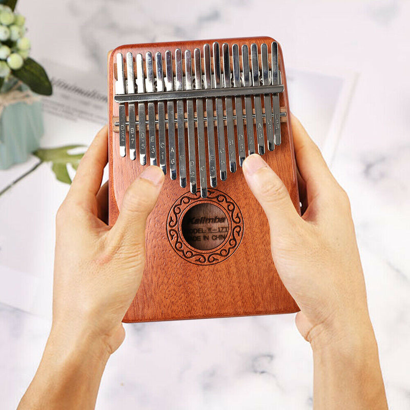 Thumb Finger Piano African Sanza Mbira 17-Key Mahogany Wood Kalimba for Beginner