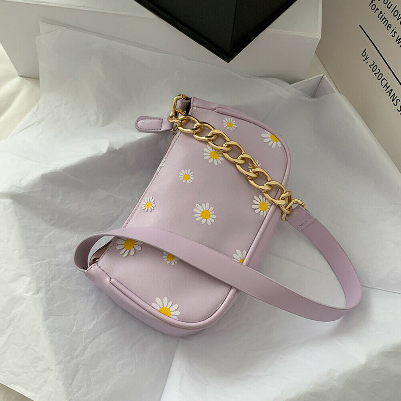Daisy Handbag Women PU Leather Elegant Shoulder Underarm Totes Bag (Purple)