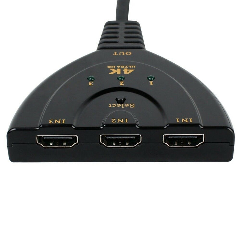 3-Port 4K HDMI Switcher Selector Splitter Hub For HDTV-DVD PS4 1080p