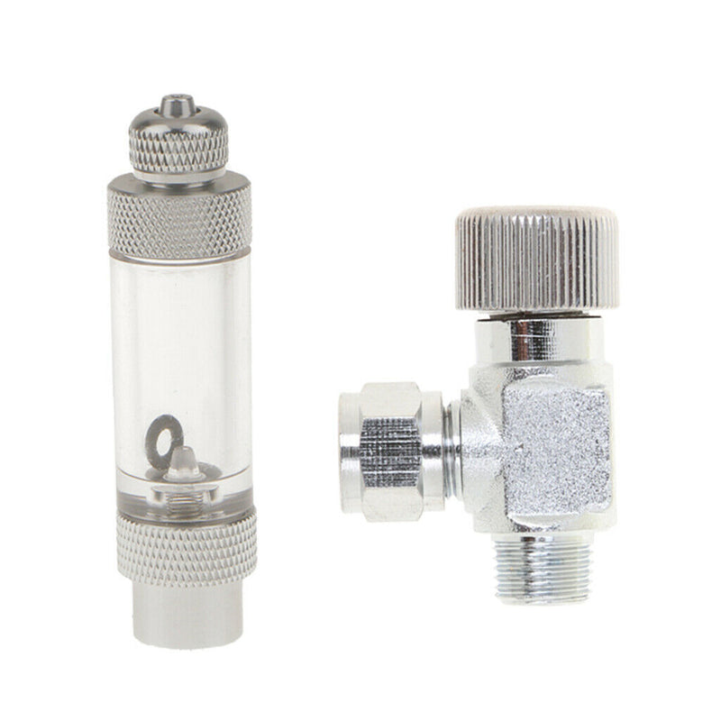 Set of 2,  Aquarium Bubble Counter with Adjustment Needle Solenoid Check Valve