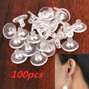 100pcs Silicone Earring Backs 11mm Clear Soft Rubber Ear Stud Blocked Stoppers