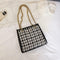 Au2pcs/set Women Woolen Shoulder Messenger Bag Chain Handbag Clutch (Black)