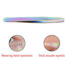 Stainless Steel Rainbow Eyebrow Trimmer False Eyelash Tweezers Clip Makeup T JR