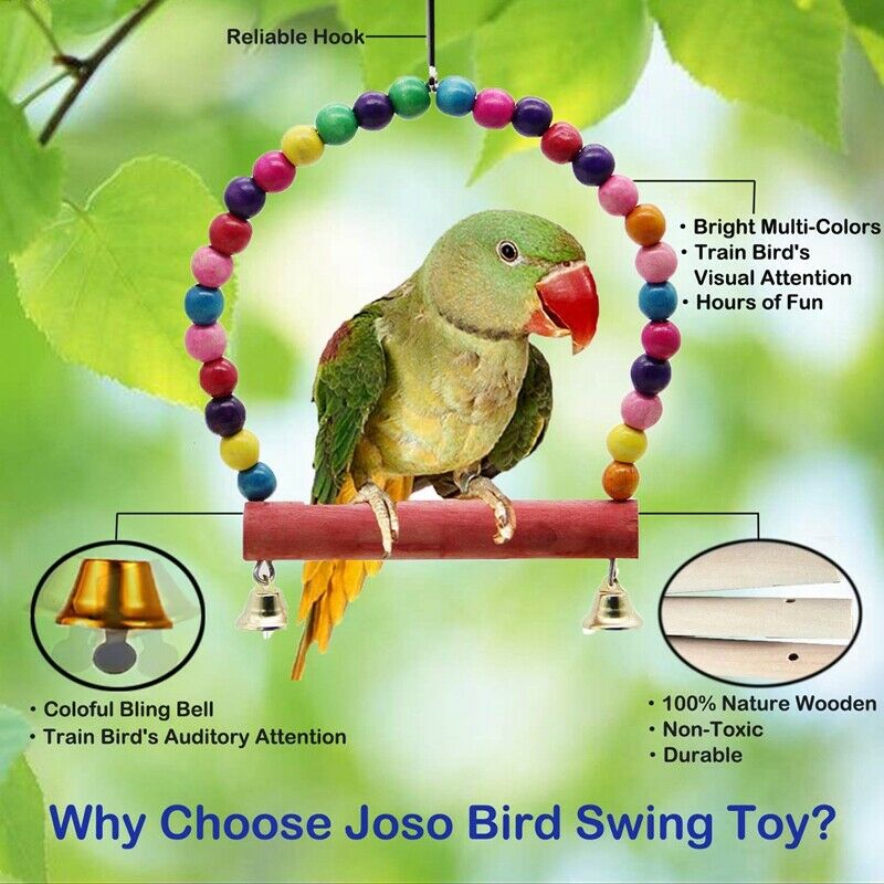 Parrot Bird Toys Pet Bird Cage Hanging Bell, Colorful Chowing Hanging Swing