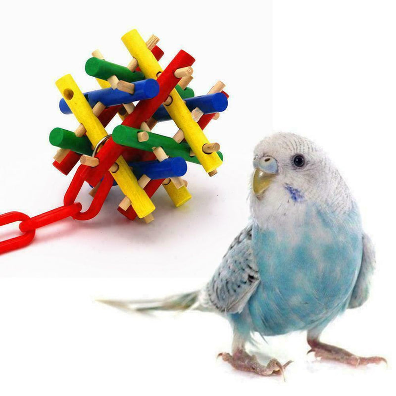 Parrot Toys Bird Ball Stick Cockatiel Perch Budgie Decor Cage Parakeet Supp Y5S2