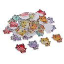 50Pcs DIY Wooden Novelty Cat Design Buttons Sewing Button Art Crafts 30mm