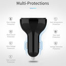 Digital Display Type-C+QC3.0 Fast Charging USB Car Charger for Phone Tablet