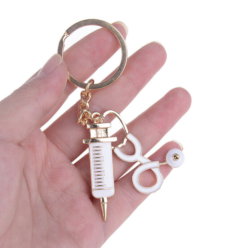 1Pcs needle medical box charm keychain key ring doctor nurse keyring key chai OZ