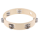 10'' Double Row Jingles Wooden Tambourine Shaker Rattle Percussion Gift