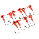 10Pcs Red Lead Round Jig Head Fishing Lures Bait Hook Fish Tackle 5g 35mm