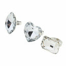 3 x Adjustable Ring Crystal Glass Heart Square Oval Fashion I1Q9