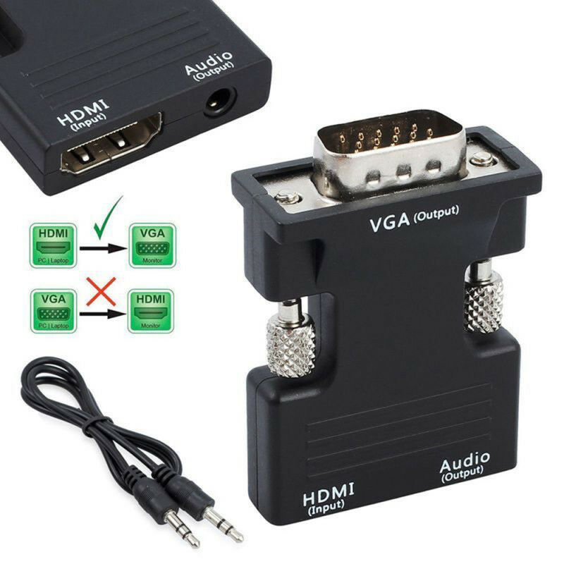 1080P HDMI Female to VGA Male Converter Adapter Dongle with 3.5mm Stereo Audio