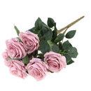 10 Head French Rose Flower Bouquet Wedding Banquet Floral Decor Purple