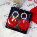 Fashion Trend Geometric Big Circle Ear Hook Long Full Diamond Festive Earri