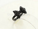 Ladies Free  Black Rhinestone Crystal Bowknot Bow Tie Adjustable Ring TO