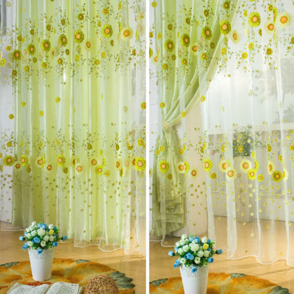 1 X Room Sunflower Pattern Voile Window Curtains Sheer Panel Drape Curtain 3C