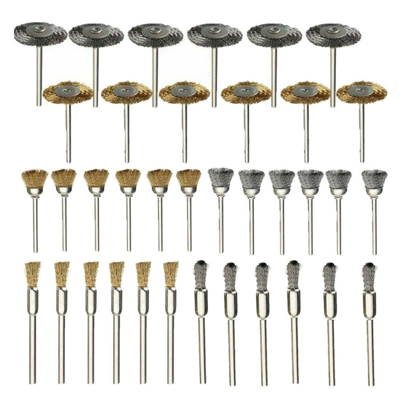 36PC Brass Wire Wheel Brushes Set Kit Accessories for Rotary Tools