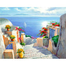 5D Full Round Drill Diamond Painting Seaside Castle Steps DIY Cross Stitch