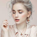 Creative Christmas Drop Earrings Rhinestone Pendant Necklace Jewelry Set A
