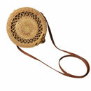 Women'S Circle Handwoven Bali Round Retro Rattan Straw Beach Bag Crossbody