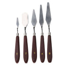 5Pcs Red Brown Handle Stainless Steel Oil Painting Palette Knives Scraper Tools
