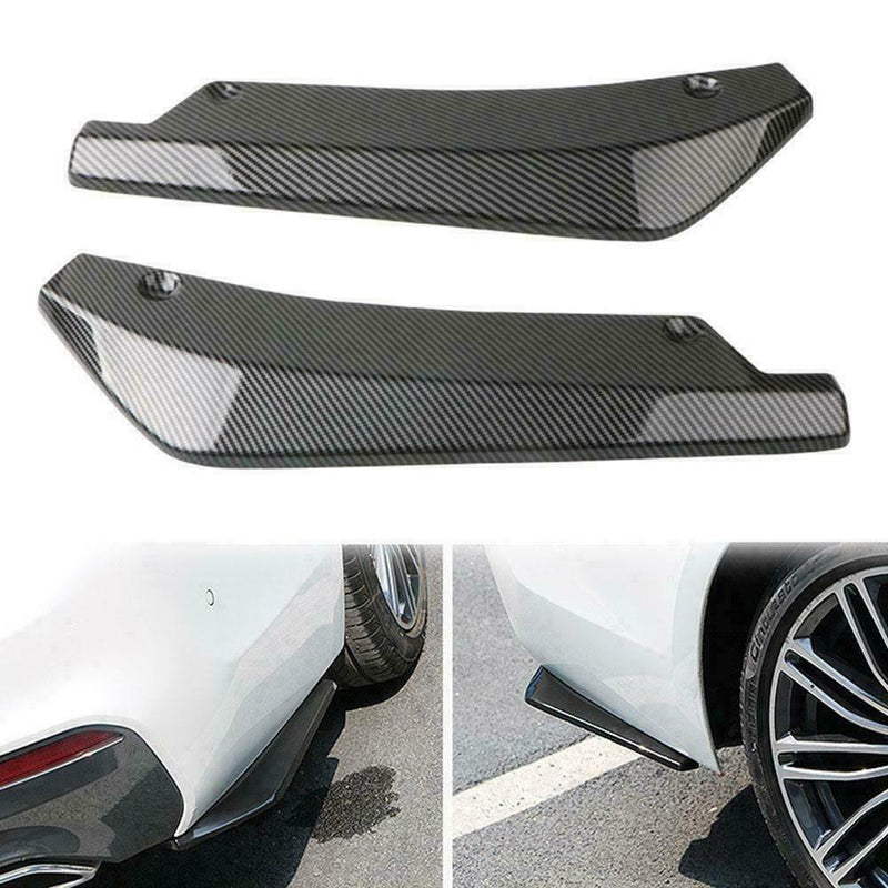 1Pair Carbon Fiber Car Rear Bumper Lip Diffuser Fins Splitter Accessories M4S7